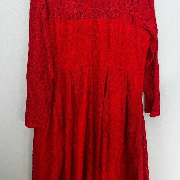 Eloquii Red A-Line Midi Dress with Bishop Sleeves - Picture 7 of 13
